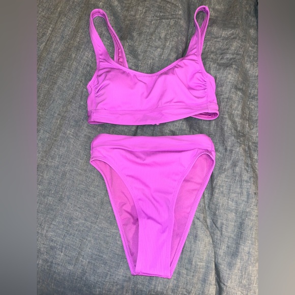 Stoney Clover Lane x Target High Waisted Ribbed Bikini Bottom Bright Purple - Picture 3 of 6